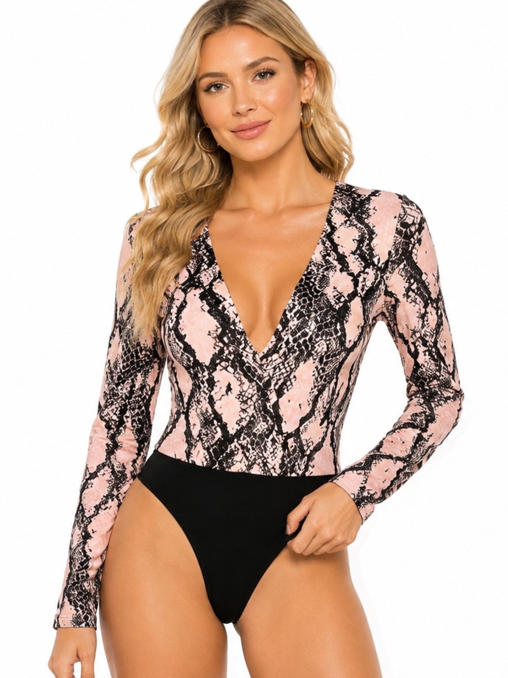 NBD X NAVEN Revolve PINK AND BLACK SNAKESKIN PRINT BODYSUIT women’s size XS